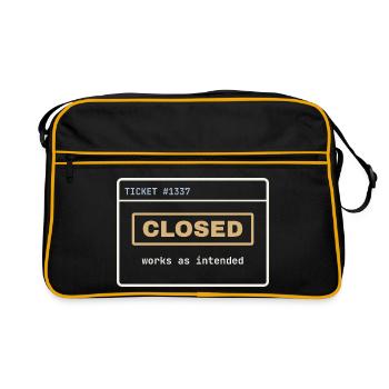 Closed: Works as Intended – IT-Support Shirt - Retro Tasche - Schwarz/Gold - Vorne