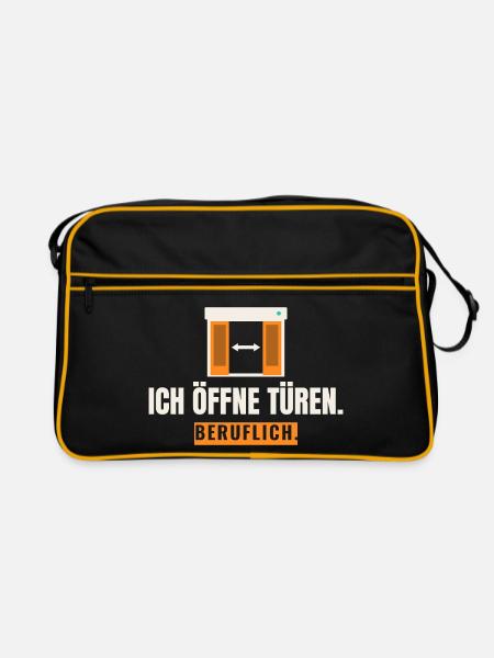 Ich öffne Türen. Beruflich. Türtechniker Spruch - Retro Tasche - Schwarz/Gold