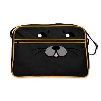 Robbenbaby (Welpen) - Retro Tasche - Schwarz/Gold - Vorne