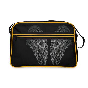 Heart Shaped Silver Guardian Angel Wings - Retro Bag - black/gold - Front