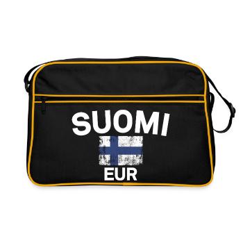 Finnish Flag Grunge: Suomi EUR - Retro Bag - black/gold - Front