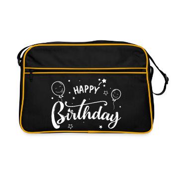 Geburtstags-Luftballons Skript - Retro Tasche - Schwarz/Gold - Vorne