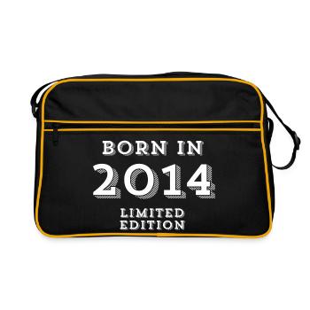 geboren im Jahr 2014, Geburtsjahr 2014 - Retro Tasche - Schwarz/Gold - Vorne