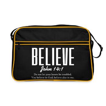 La foi en Dieu Jean 14:1 - Sac Retro - noir/or - Devant