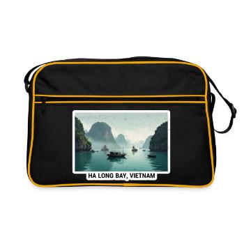 Panorama en bateau de la baie d’Ha Long - Sac Retro - noir/or - Devant