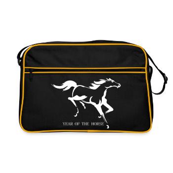 Silhouette élégante du cheval de course Année du cheval - Sac Retro - noir/or - Devant
