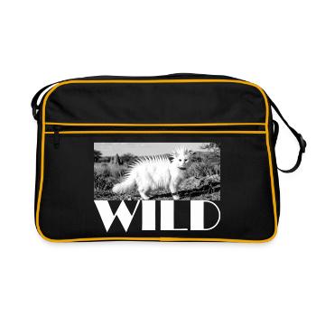 Wilde punkige Katze mit Stachelmähne wild - Retro Tasche - Schwarz/Gold - Vorne