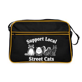 Soutenez les chats des rues locaux - Sac Retro - noir/or - Devant