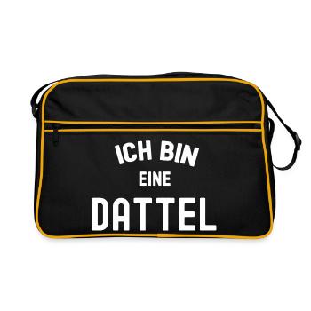 ICH BIN EINE DATTEL Karneval Kostüm Outfit Datteln - Retro Tasche - Schwarz/Gold - Vorne