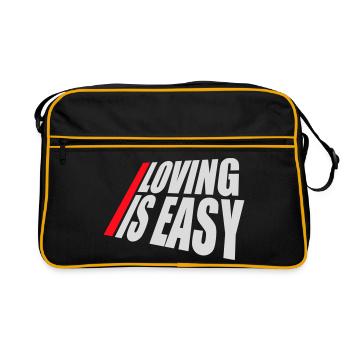 Loving Is Easy Inspirierend Romantisch Spruch Logo - Retro Tasche - Schwarz/Gold - Vorne
