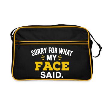Gesicht sagte alles: Humorvoller Ausdruck T-Shirt - Retro Tasche - Schwarz/Gold - Vorne