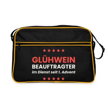 Glühwein Beauftragter Shirt Weihnachtsmarkt Spruch - Retro Tasche - Schwarz/Gold - Vorne
