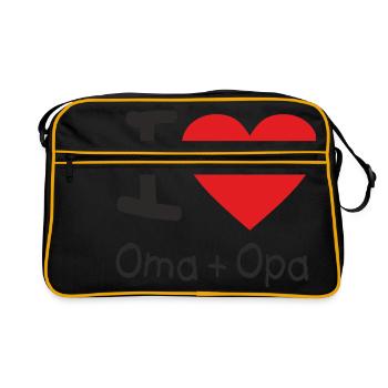 CD - I love Oma und Opa - Herz international - - Retro Tasche - Schwarz/Gold - Vorne