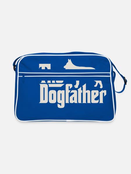 The Dogfather - Deutscher Schäferhund - Retro Tasche - Blau/Weiß - Vorne