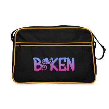 Gradient Fahrradlogo mit Bike Silhouette - Retro Tasche - Schwarz/Gold - Vorne