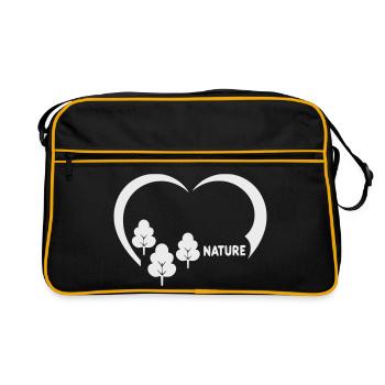 Herz Natur mit Bäumen - Retro Tasche - Schwarz/Gold - Vorne