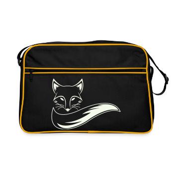 Fox silhouette with tail - Retro Bag - black/gold - Front