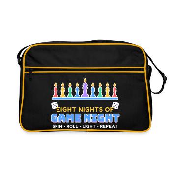 Acht Nächte Spielabend Hanukkah Brettspiel - Retro Tasche - Schwarz/Gold - Vorne