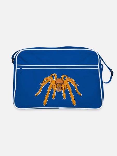 Goliath Vogelspinne Spinnen Terraristik - Retro Tasche - Blau/Weiß - Vorne