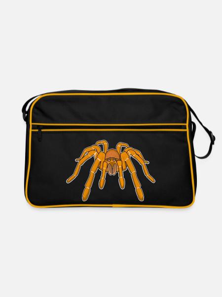 Goliath Vogelspinne Spinnen Terraristik - Retro Tasche - Schwarz/Gold - Vorne