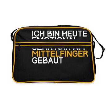 Emotional sehr nah am Mittelfinger gebaut - Retro Tasche - Schwarz/Gold - Vorne