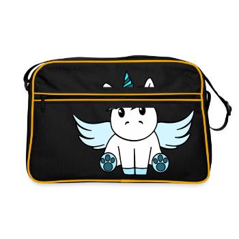 süßer Pegasus - Retro Tasche - Schwarz/Gold - Vorne