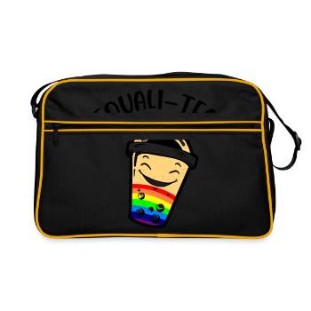Equali Tea Graphic Tea Lover Tea Drinker Tea Brewi - Retro Tasche - Schwarz/Gold - Vorne