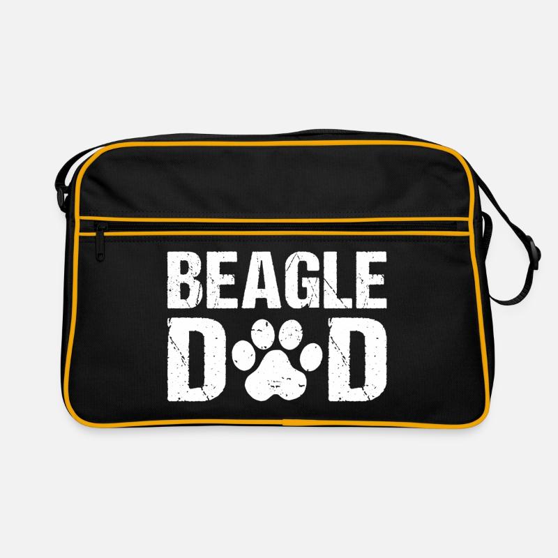 Beagle Dad Beagle Hunde - Retro Tasche - Schwarz/Gold