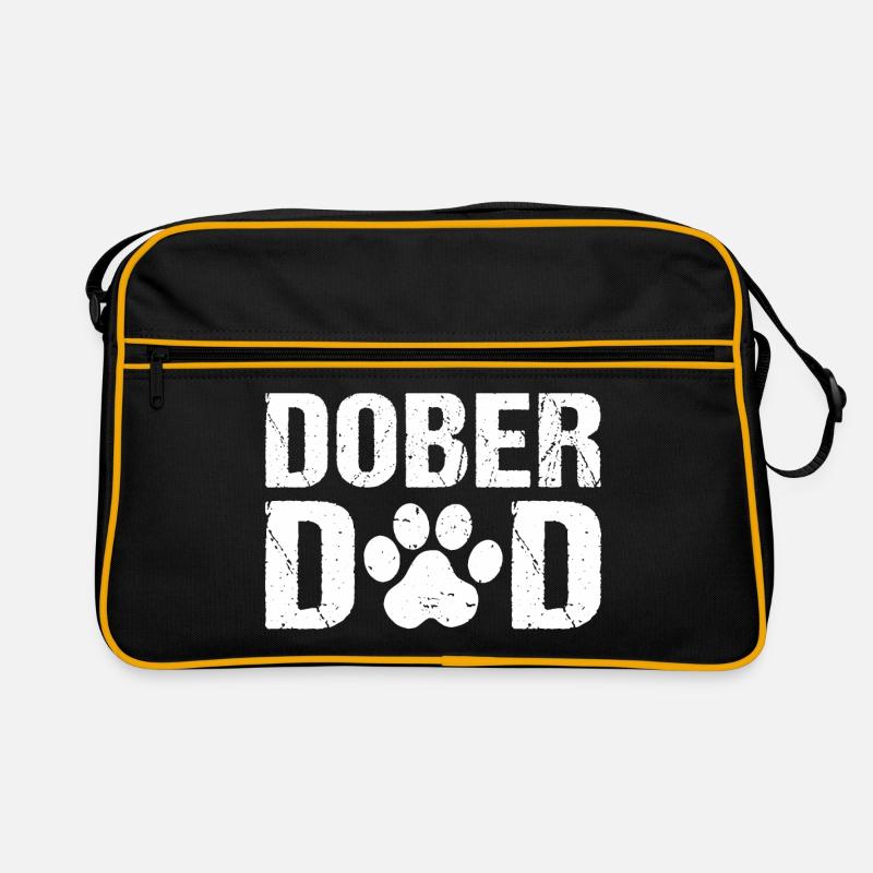 Dober Dad Dobermann Hunde - Retro Tasche - Schwarz/Gold