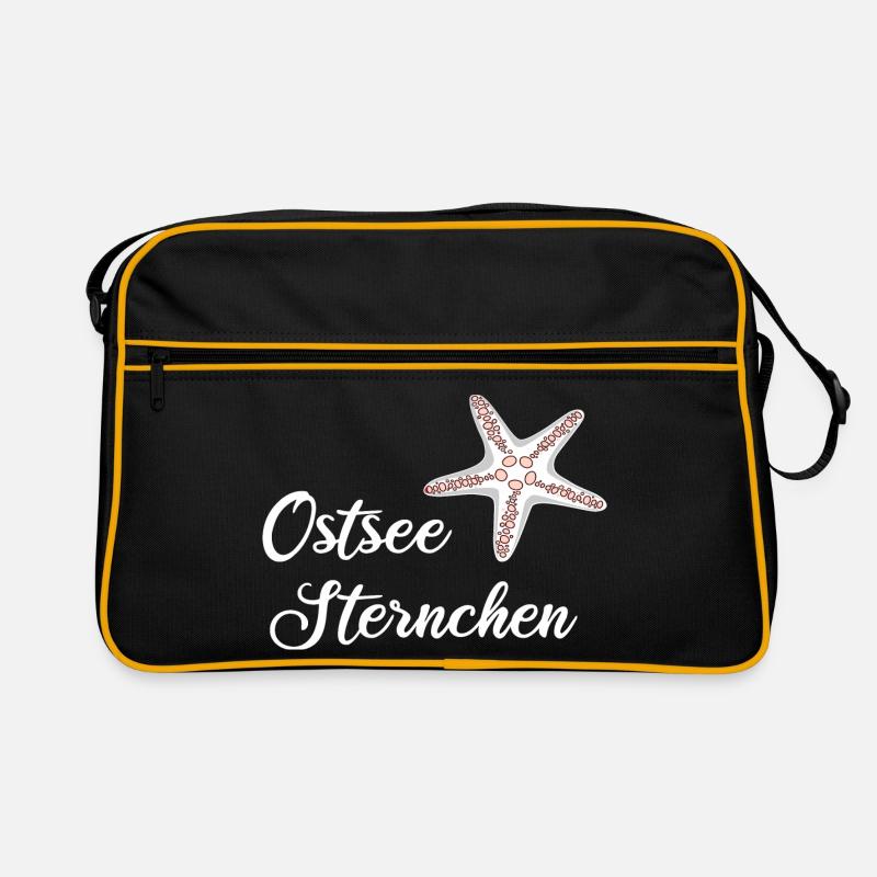 Ostseesternchen - Ostsee Seestern Geschenk - Retro Tasche - Schwarz/Gold