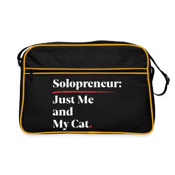 Solopreneur : Juste moi et mon chat [Blanc] - Sac Retro - noir/or - Devant