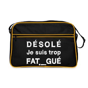 I AM TOO TIRED (sleep, night, nap) - Retro Bag - black/gold - Front