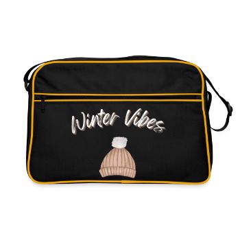 Winter Vibes Beanie Cap Winter Hat - Retro Bag - black/gold - Front