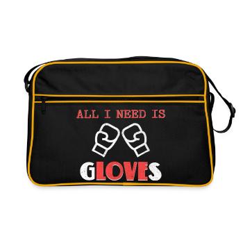 Bold Boxing Gloves Illustration Design - Retro Bag - black/gold - Front