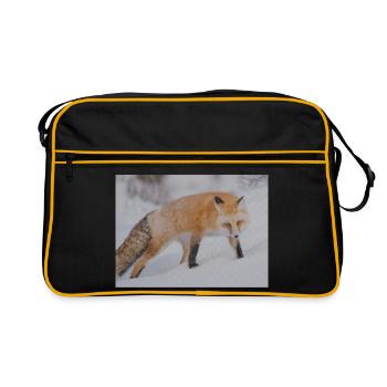 Snow Fox Pixel Art - Retro Bag - black/gold - Front