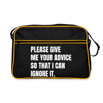 S’il te plaît, donne-moi ton conseil pour que je puisse l’ignorer - Sac Retro - noir/or - Devant