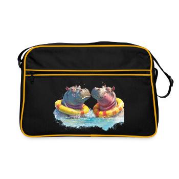 Double hippopotame pour se divertir dans la baignoire - Sac Retro - noir/or - Devant