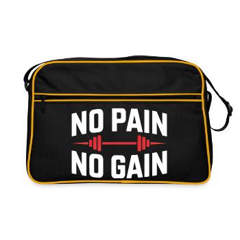 No Pain No Gain – Classic Gym Saying - Retro Bag - black/gold - Front