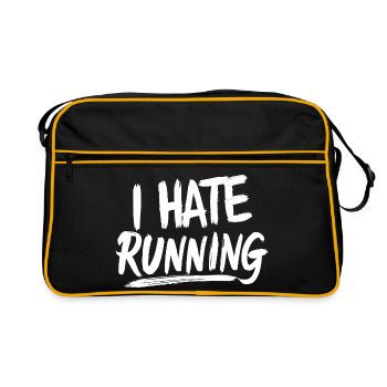 I Hate Running Brushed Text Funny Cardio GYM - Retro Bag - black/gold - Front