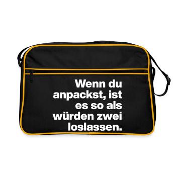 WHEN YOU GET DOWN TO BUSINESS, IT'S LIKE THIS... LAZY AND STUPID - Retro Bag - black/gold - Front