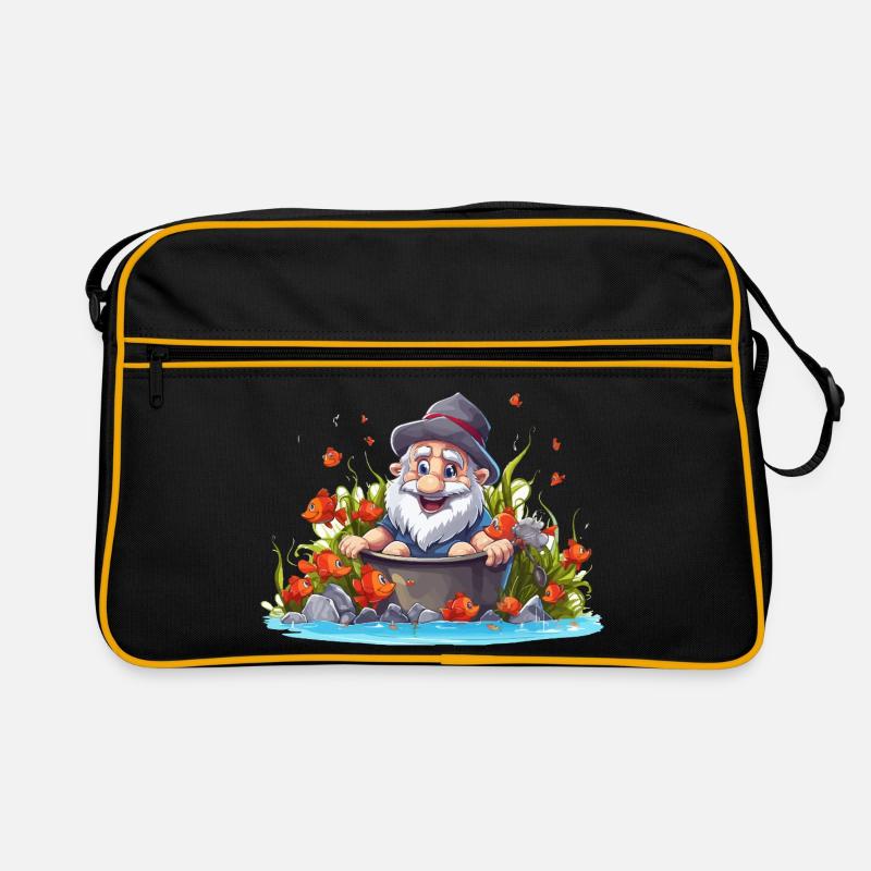 Gnom im Badetopf am Teich Retro Tasche