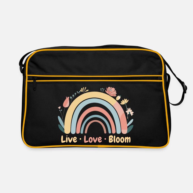 Pastel Floral Rainbow – Live Love Bloom Retro Tasche