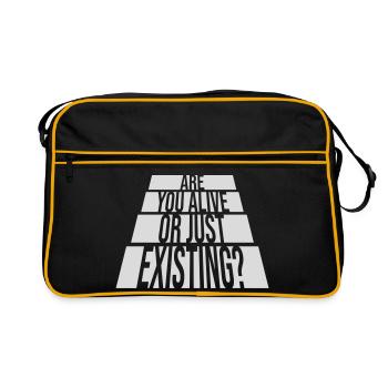 Are You Alive Or Just Existing Thoughtful Saying - Retro Bag - black/gold - Front
