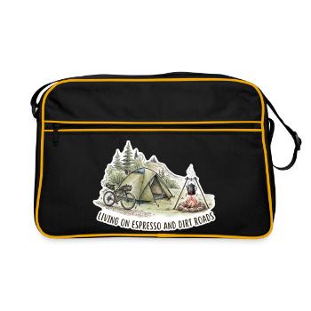 Living on Espresso & Dirt Roads - Retro Bag - black/gold - Front