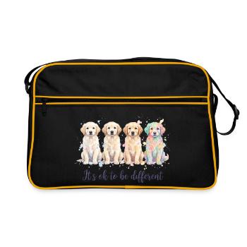 Wasserfarbenhunde – Anders Sein - Retro Tasche - Schwarz/Gold - Vorne
