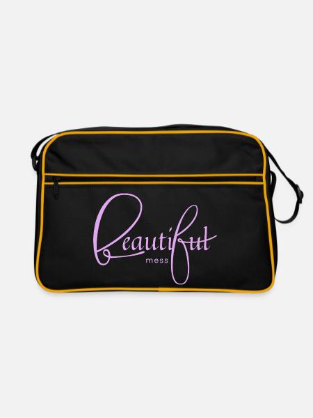 Beautiful Mess Pink Schriftzug - Retro Tasche - Schwarz/Gold