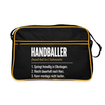 Handballer Definition – Lustiges Herren Shirt - Retro Tasche - Schwarz/Gold - Vorne