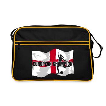 Champion d’Europe | Football féminin Drapeau de l’Angleterre - Sac Retro - noir/or - Devant