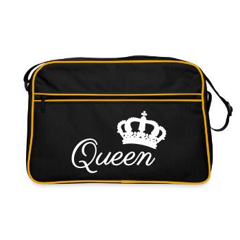 Conception élégante de la typographie de la couronne de la reine - Sac Retro - noir/or - Devant