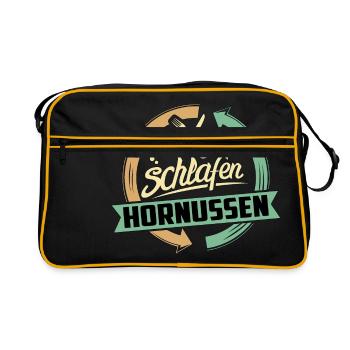 Sport Design Hornussen RAHMENLOS Geschenk Hobby - Retro Tasche - Schwarz/Gold - Vorne
